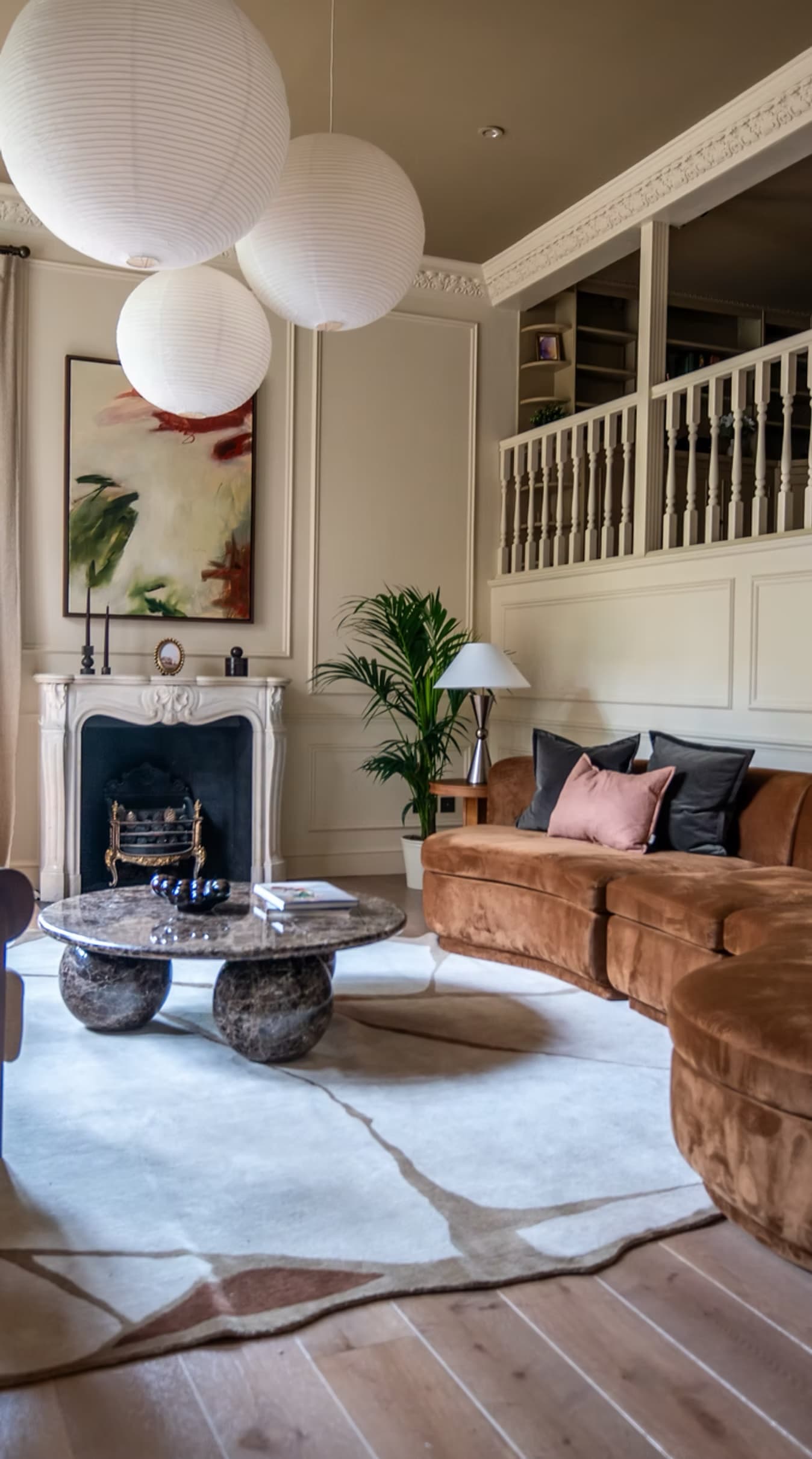 A staged living room in one of our residences